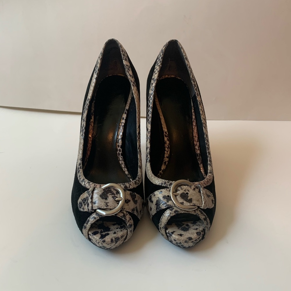 Black and snake print heels, Nine West size 7.5